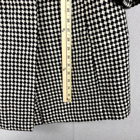 Talbots Houndstooth Wool Blend Coat Womens 12W Faux Fur Old Money Quiet Luxury - Picture 6 of 16